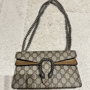 Gucci Dionysus Small Rectangular Bag - GG Supreme and taupe suade